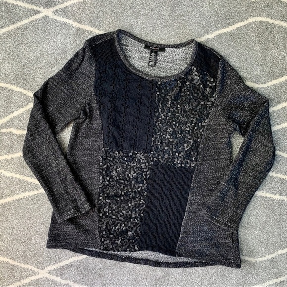 Style & Co. Sweaters - Style & Co. Black Sweater w/ Sequin & Eyelet Lace
